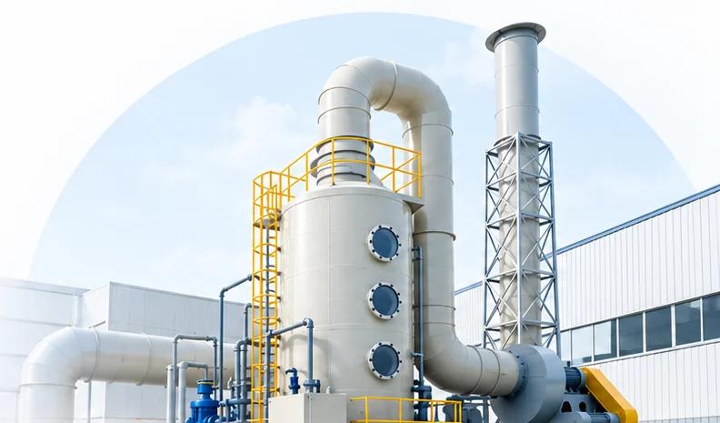FRP wet scrubber system installed at an industrial facility