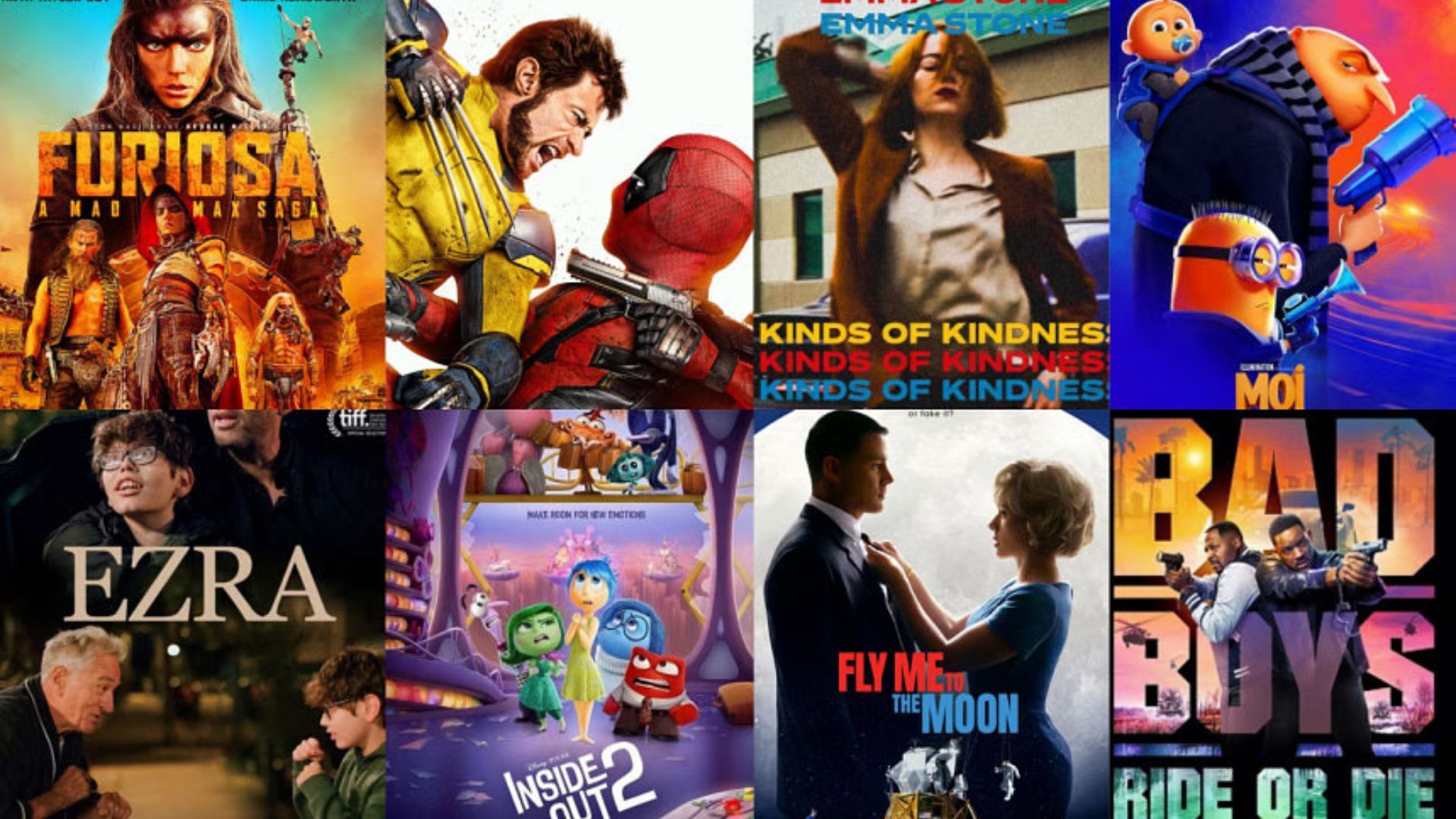 Collage of movies posters for summer 2024