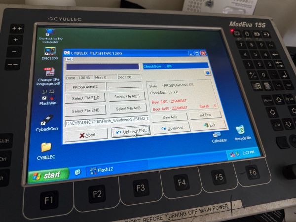 Cnc Controller Cybelec Modeva155 Dnc1200 Reflash
