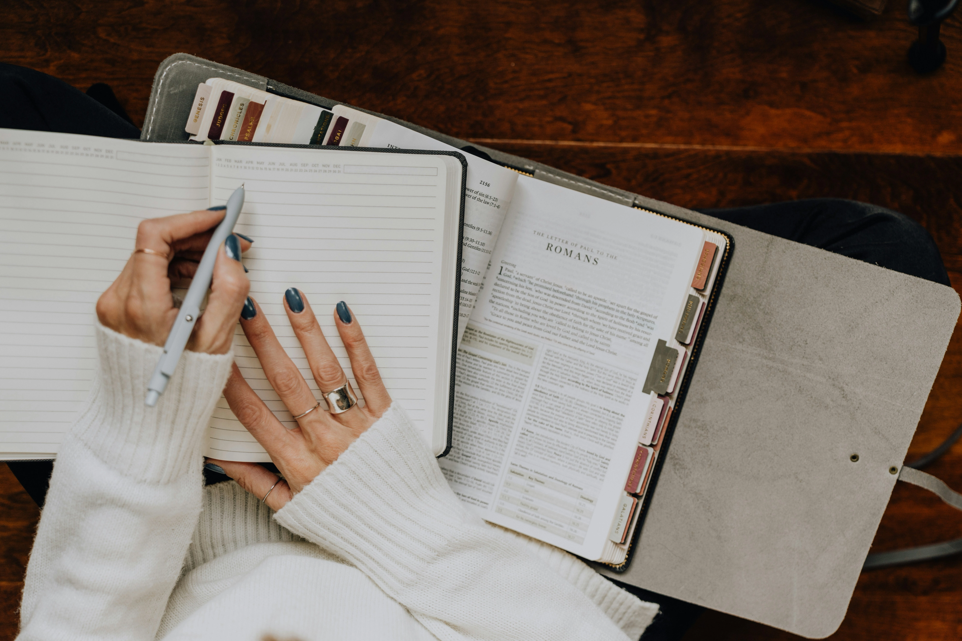 A Bible and open journal for teen and young adult devotional gifts