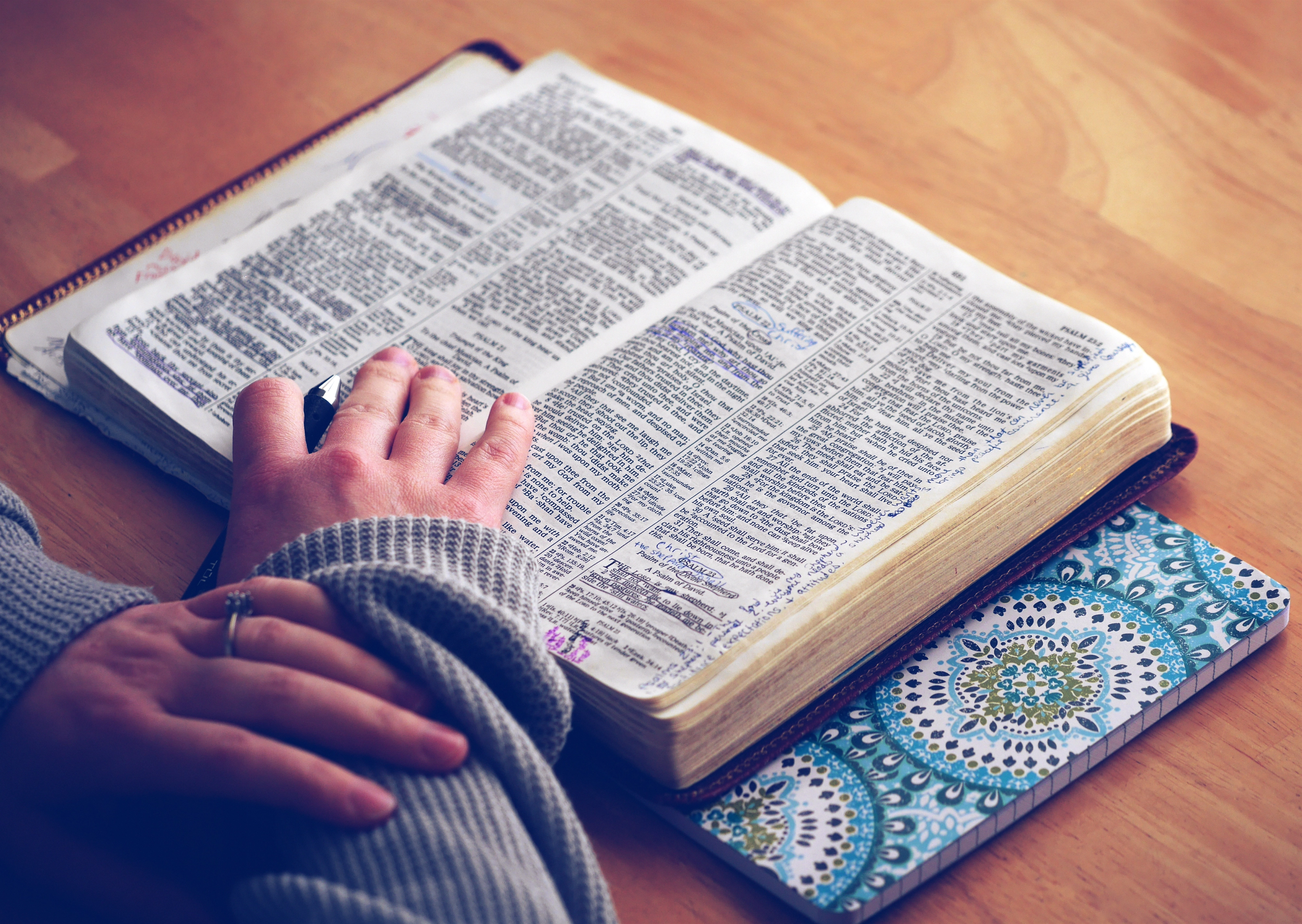 Open Bible and notebook for Bible study gift ideas