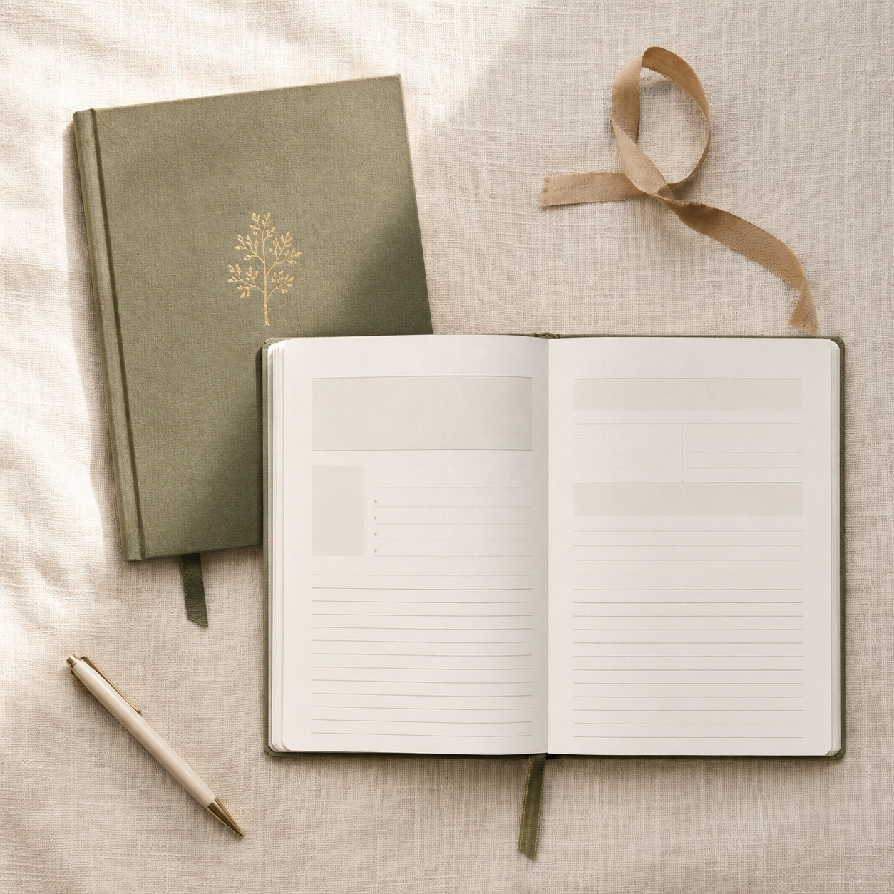 Guided prayer journal with structured writing pages