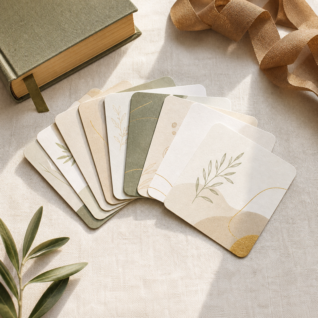 Scripture reflection cards displayed beside a Bible