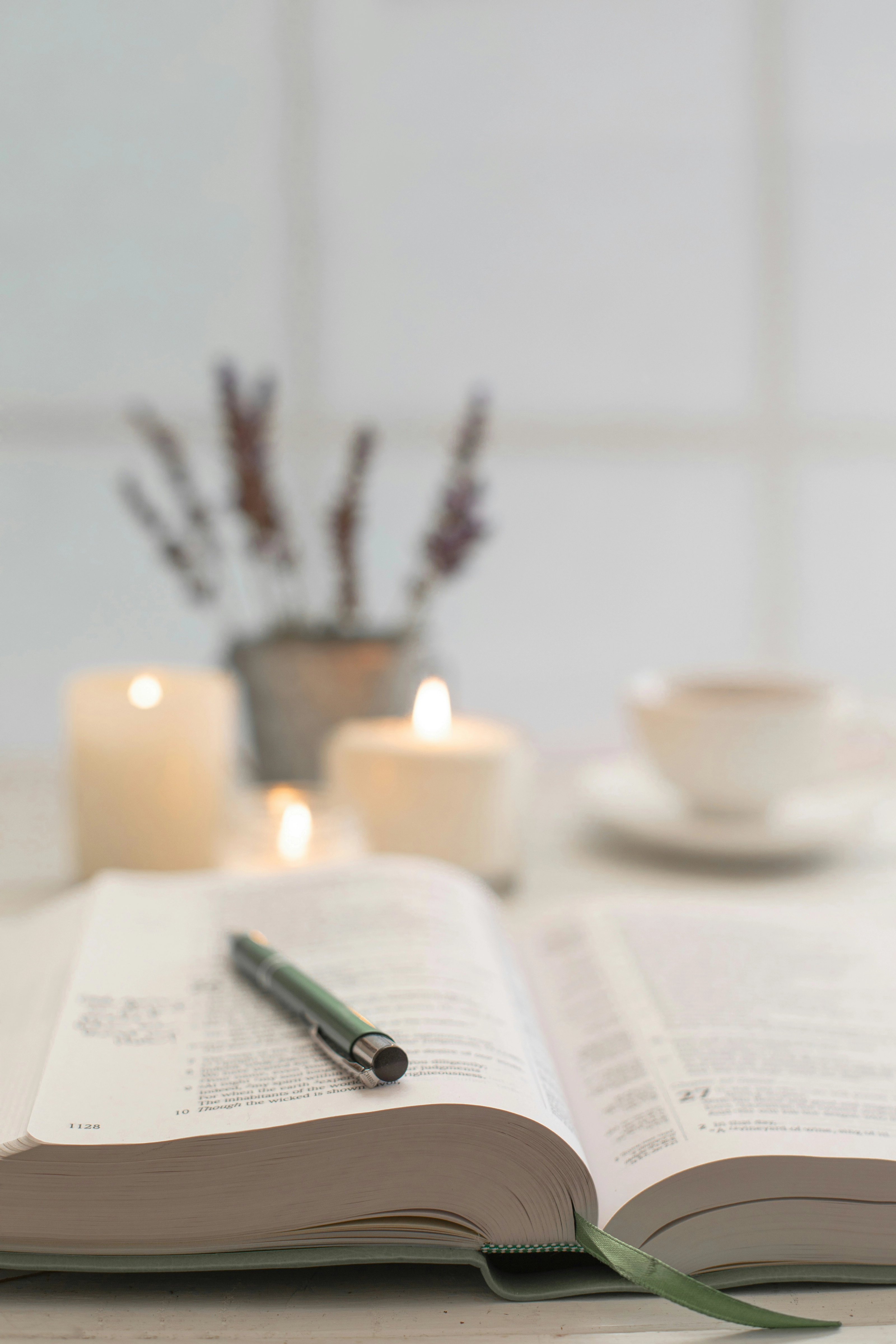 Open Bible with a pen for Scripture reading after baptism