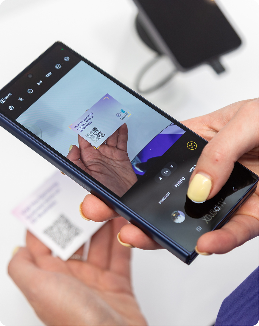 Samsung Galaxy AI feature being demonstrated on a smartphone at the BT Waterloo activation