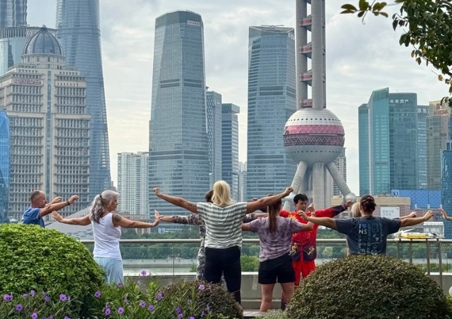Incentive travel delegates doing tia chi in china 