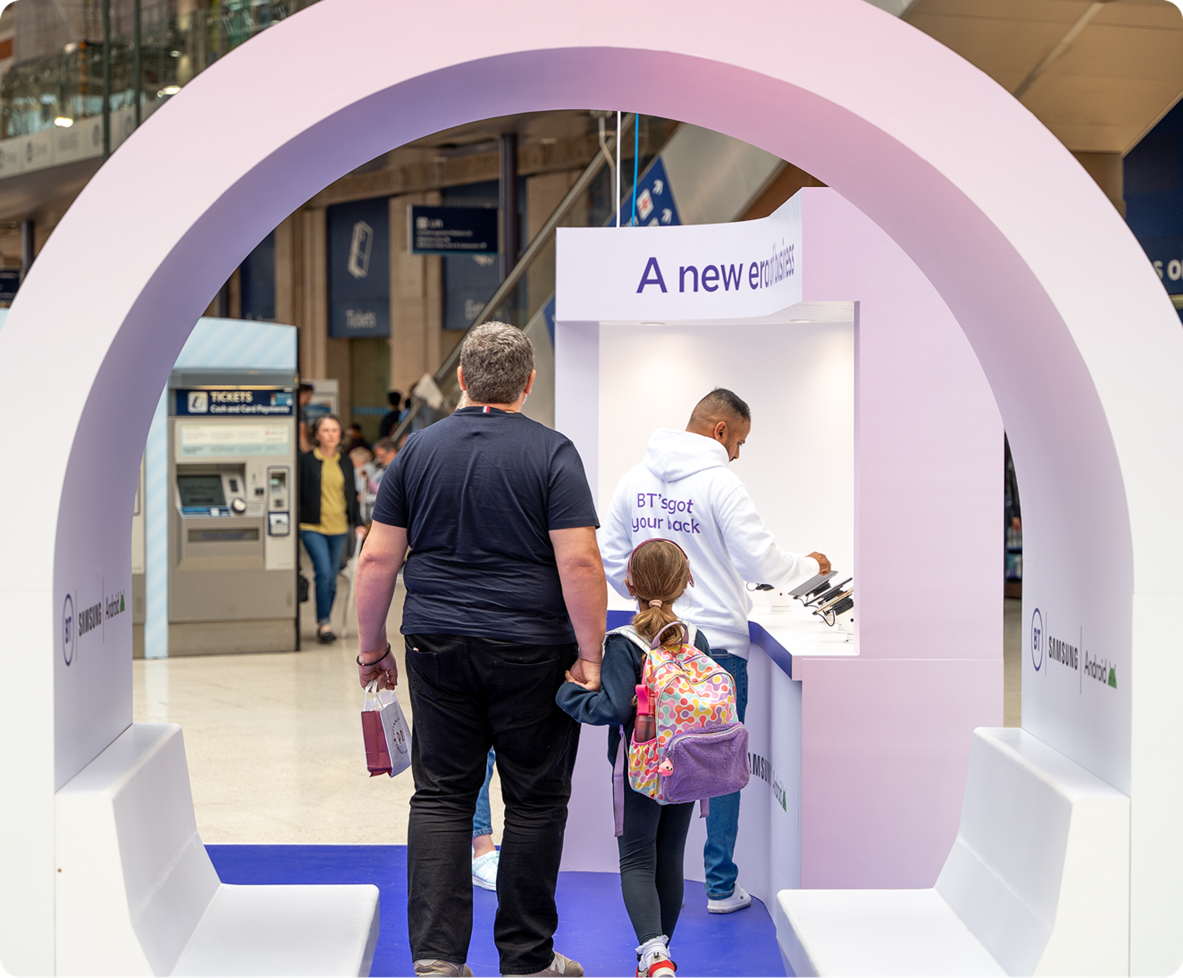 Visitors exploring the BT, Samsung and Android Enterprise activation at Waterloo Station