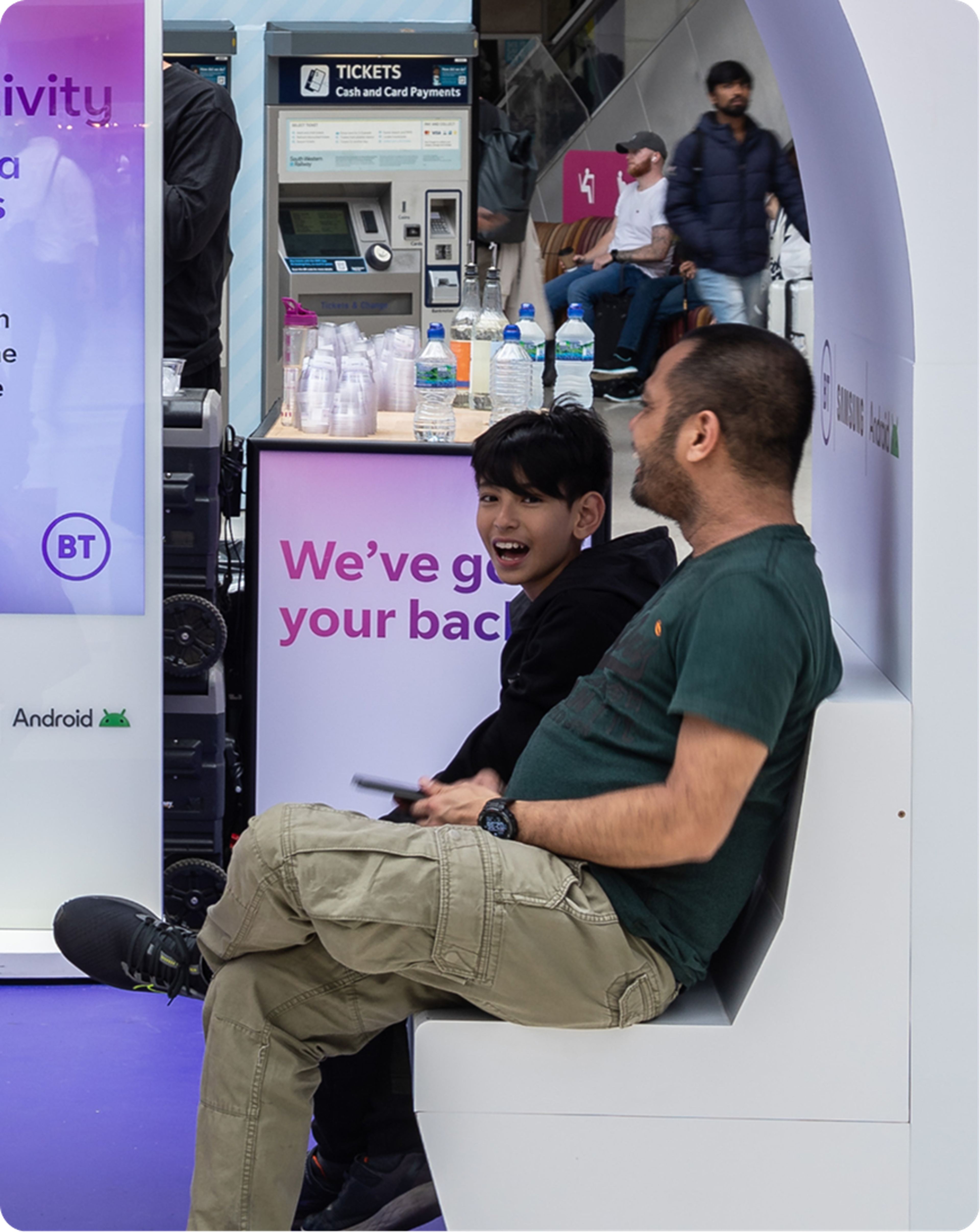 Visitors seated within the BT, Samsung and Android Enterprise activation at Waterloo Station
