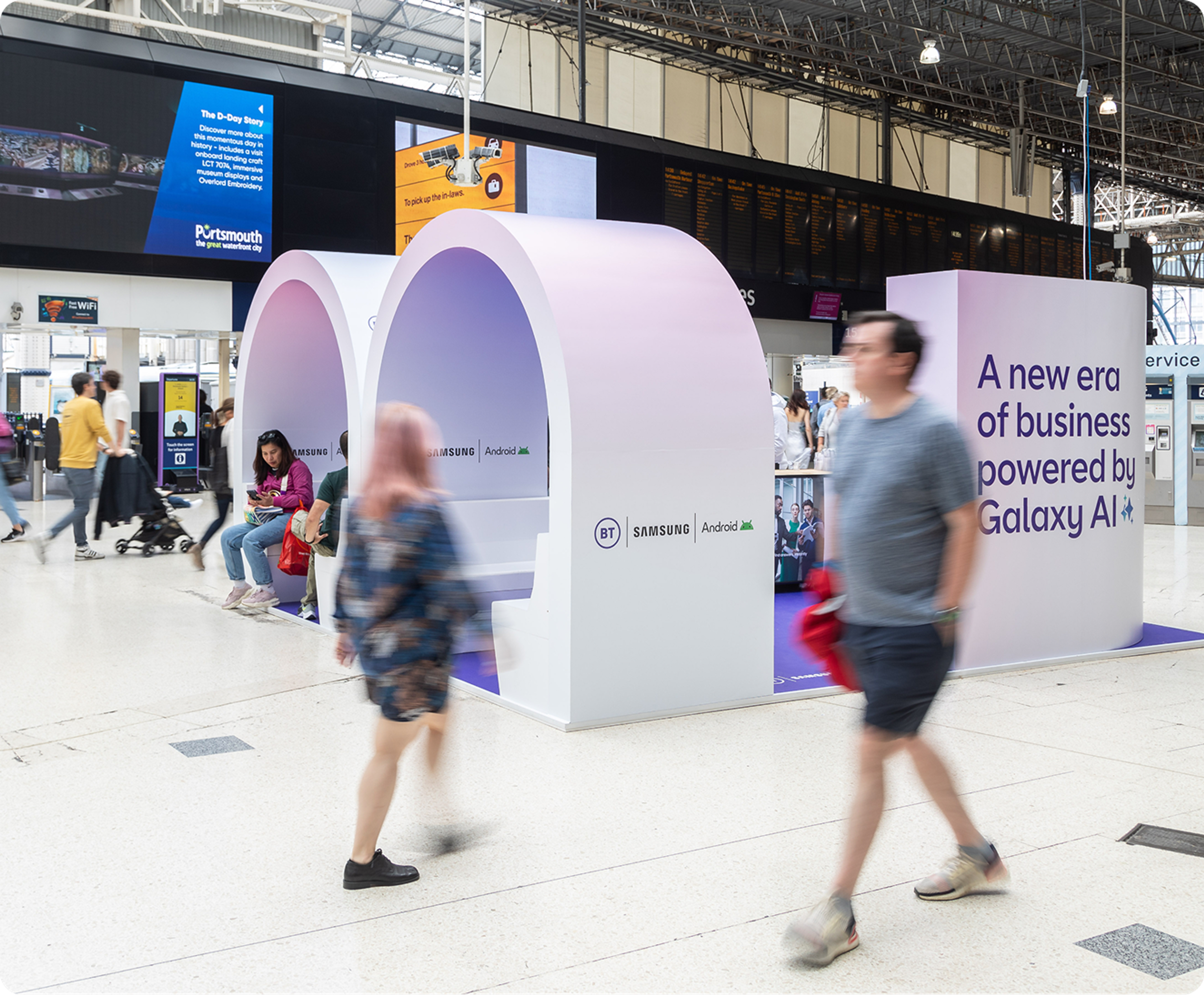 BT, Samsung and Android Enterprise activation in the busy Waterloo Station concourse
