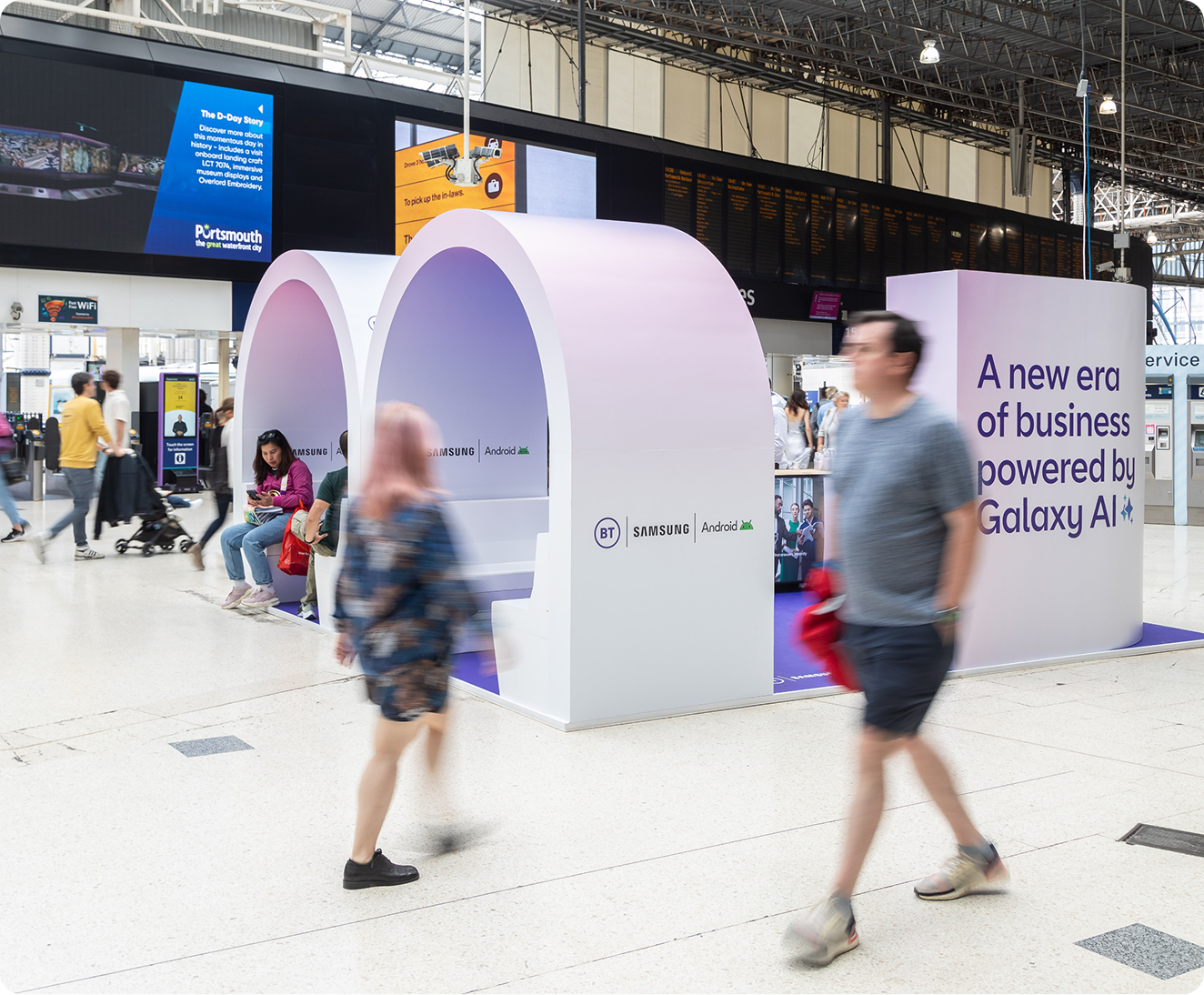 BT, Samsung and Android Enterprise activation in the busy Waterloo Station concourse