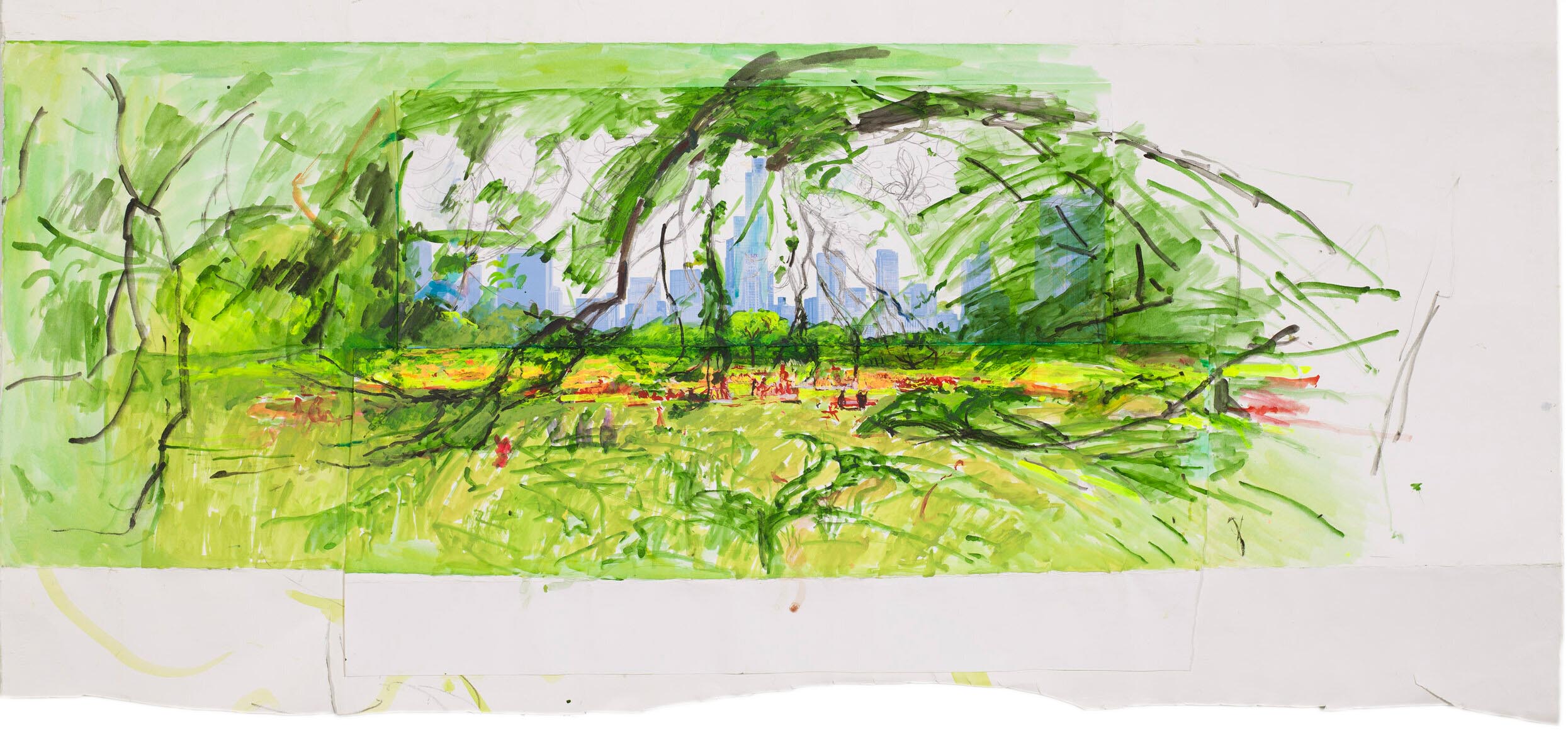Small Sheep Meadow Watercolor