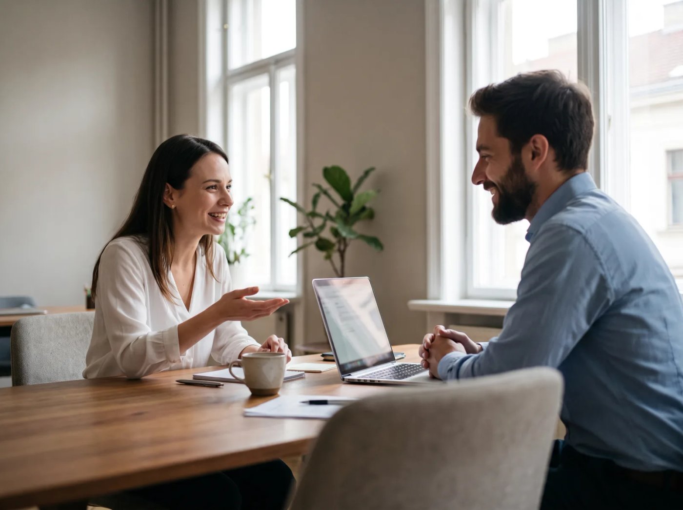 Un conseiller de Nexxo Technologies discutant de stratégie TI avec un client