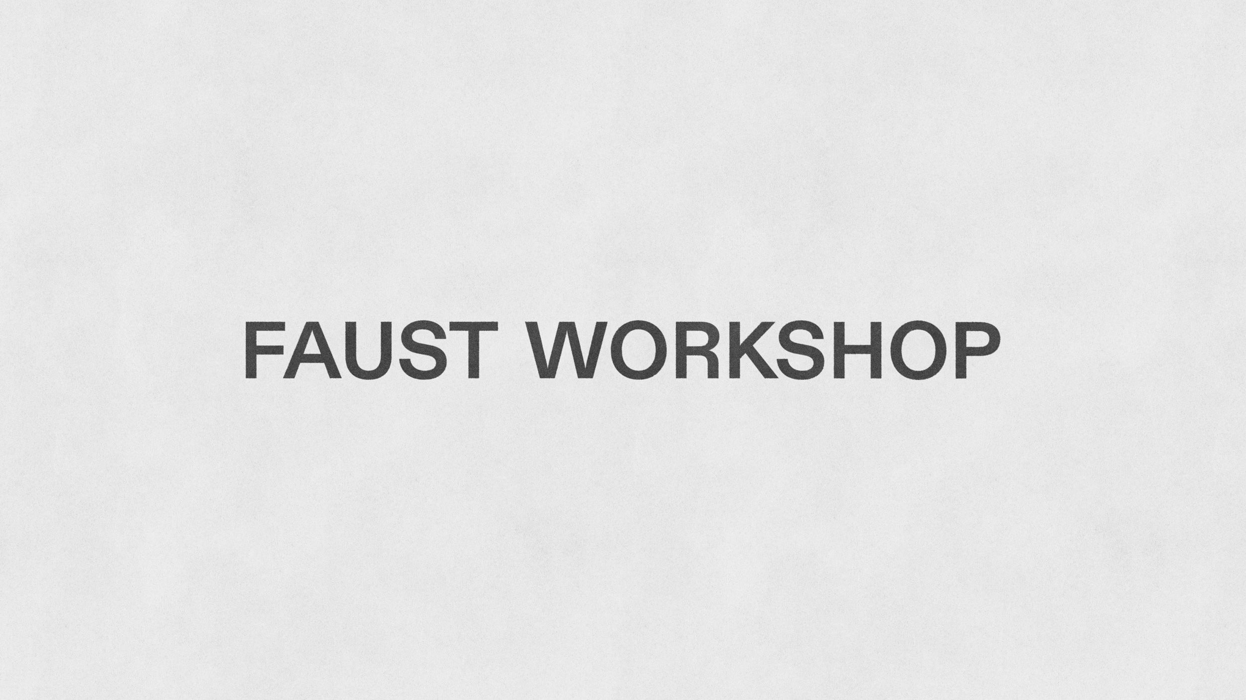 a clean san serif font that says Faust Workshop on a paper texture