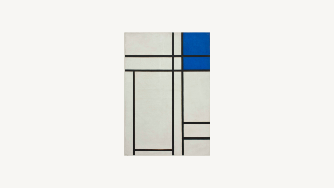 Marlow Moss, Composition with Double Line and Blue Area (1934). Credit: M HKA Antwerp. | 50 Jaar: Vleeshal Collectie on Tour