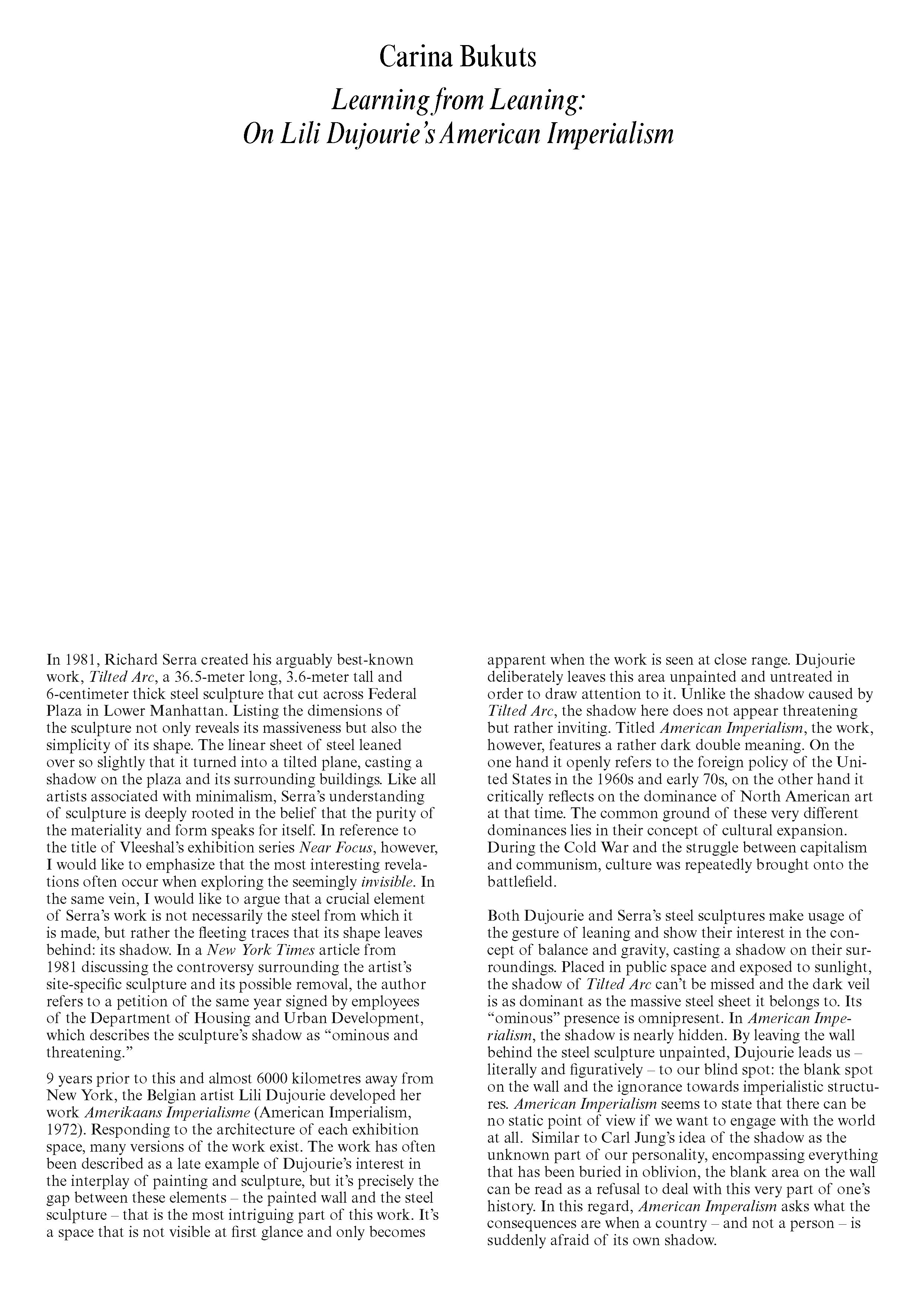 Learning from Leaning: On Lili Dujourie’s American Imperialism | Carina Bukuts
