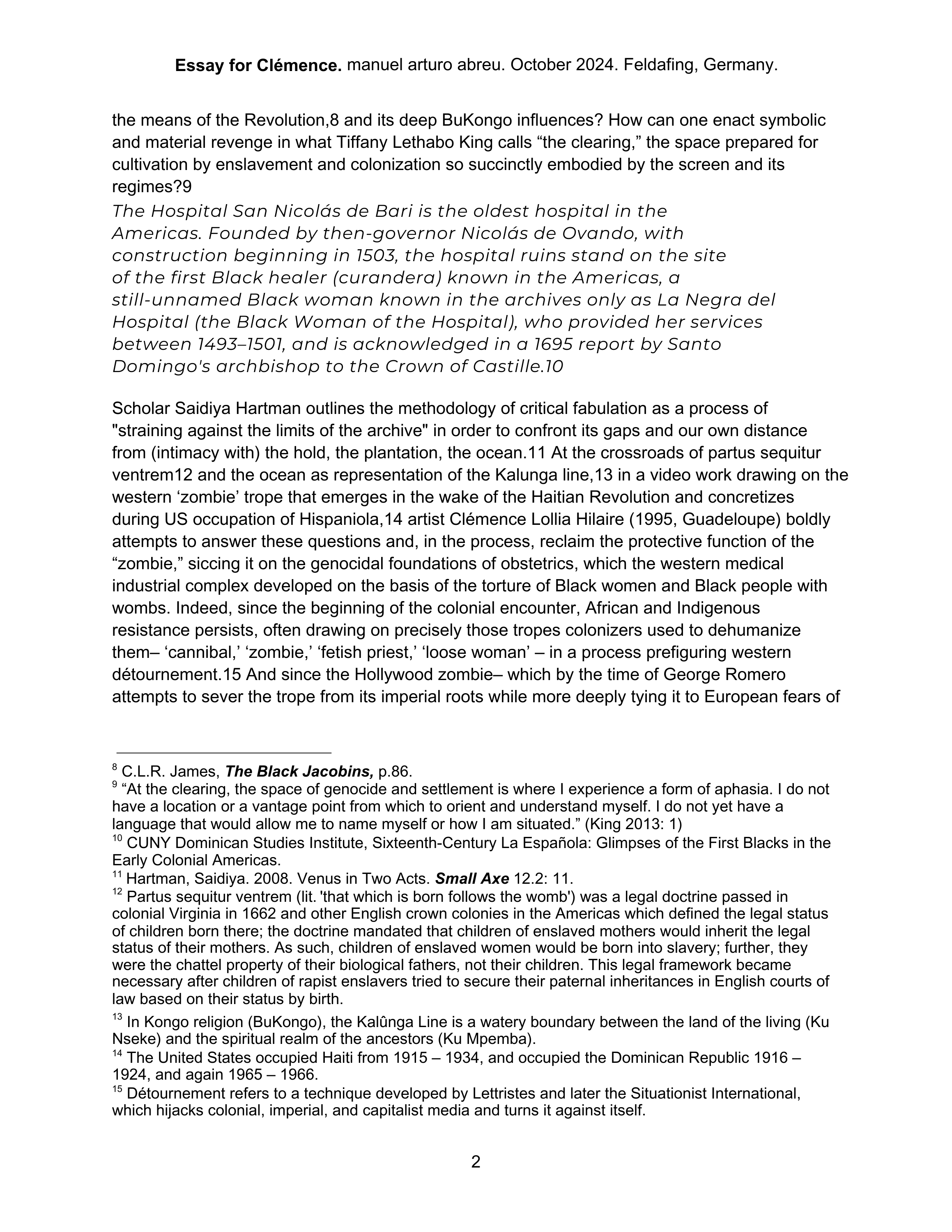 Essay for Clémence | manuel  arturo abreu