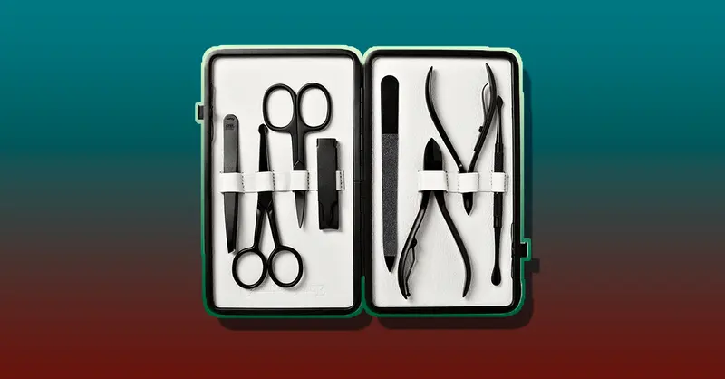Czech and Speake's leatherbound set includes a neat selection of clippers, cuticle tools, and a file.