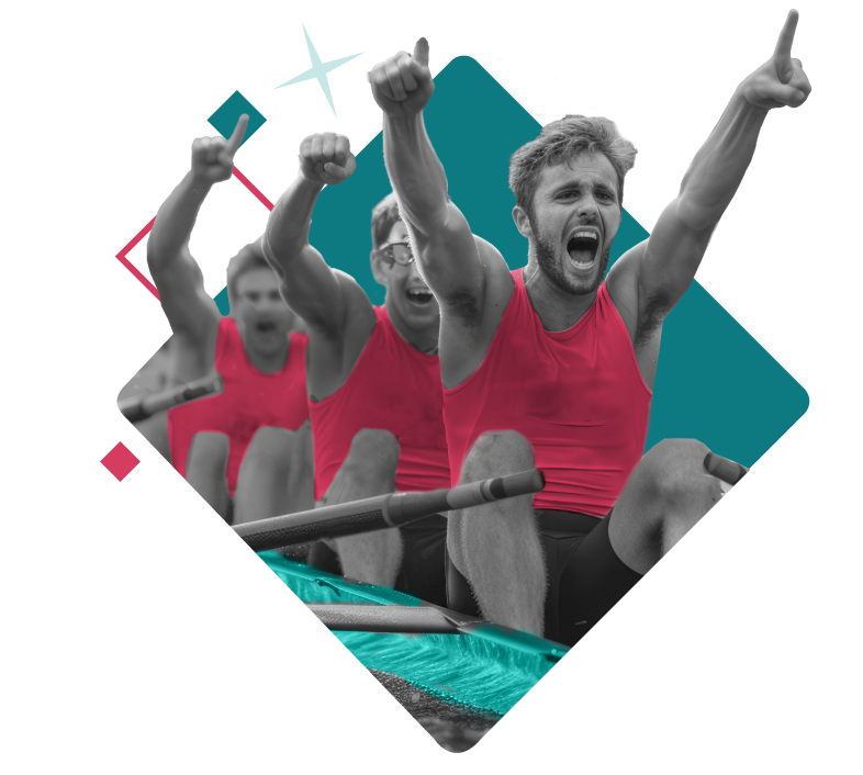 Row team cheering