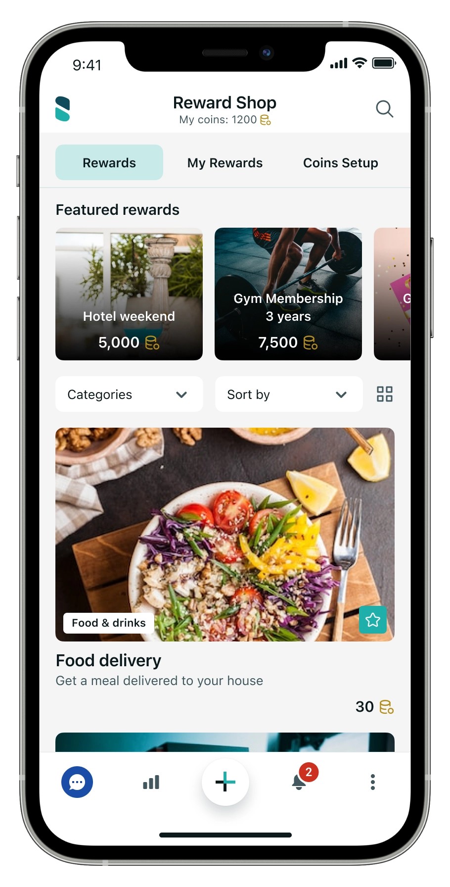 SalesScreen mobile app reward shop screenshot