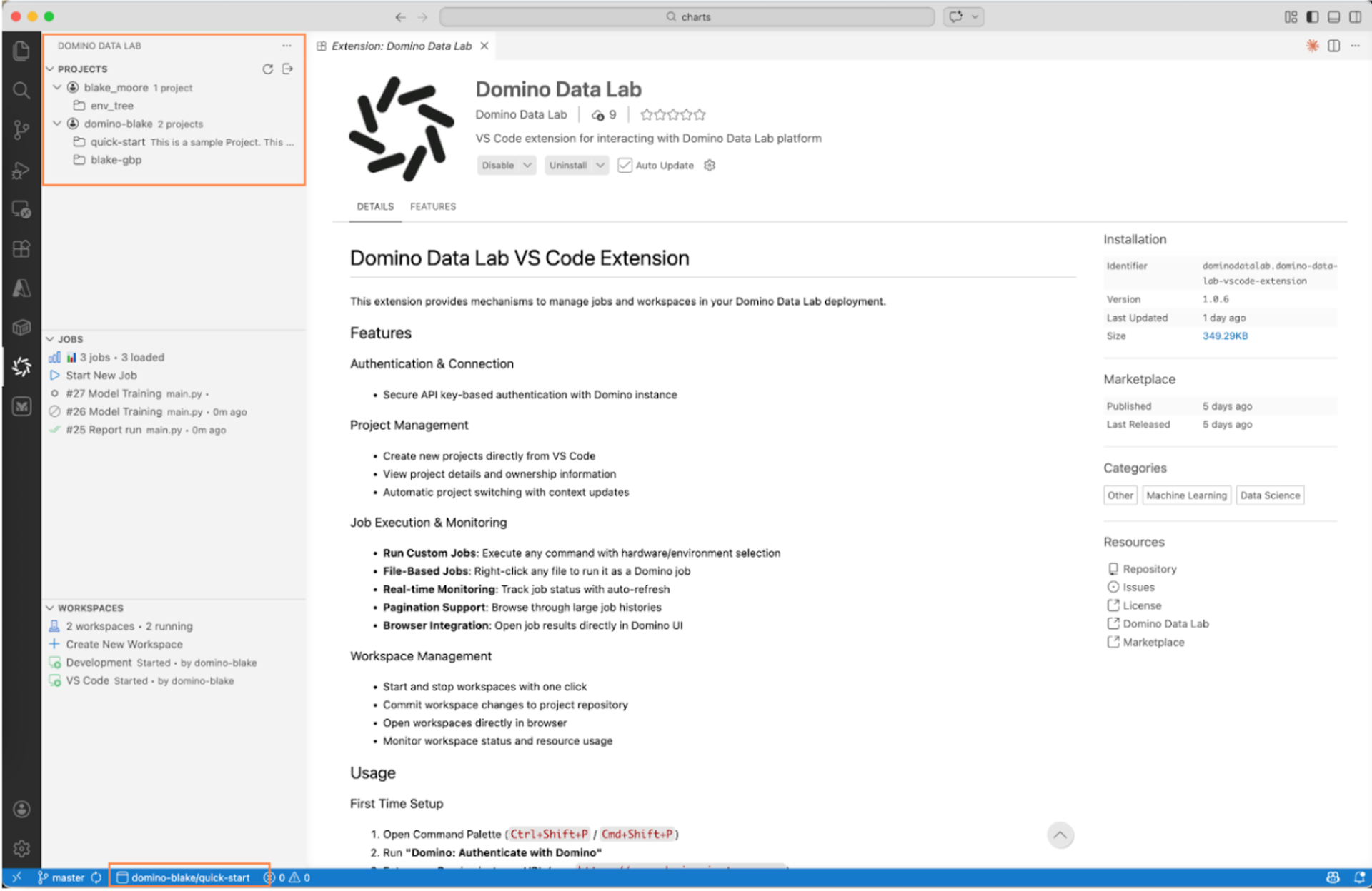 Project management VS code extension