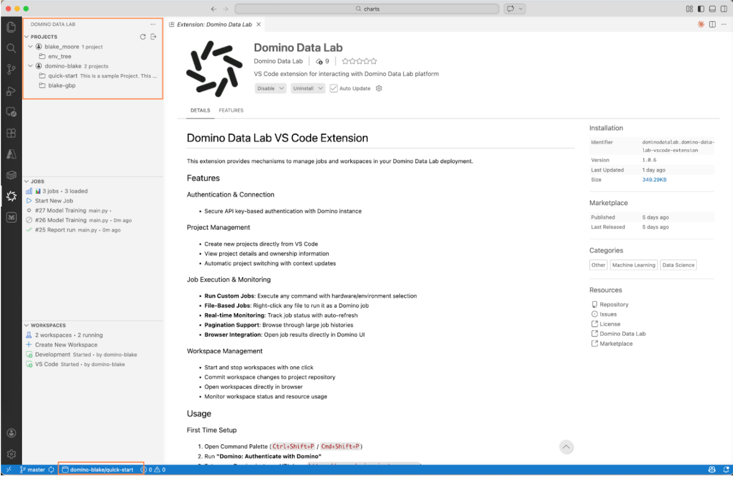 Project management VS code extension