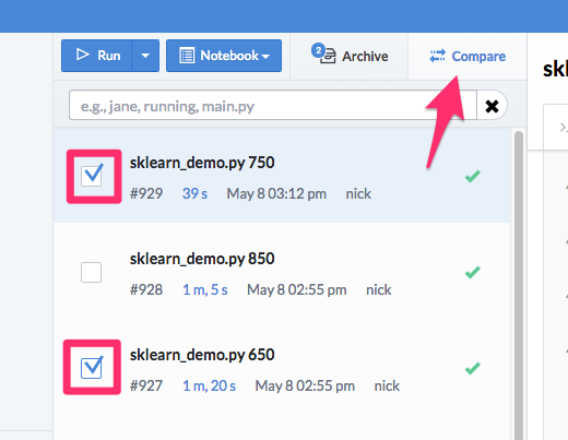 comparing two notebooks to each other