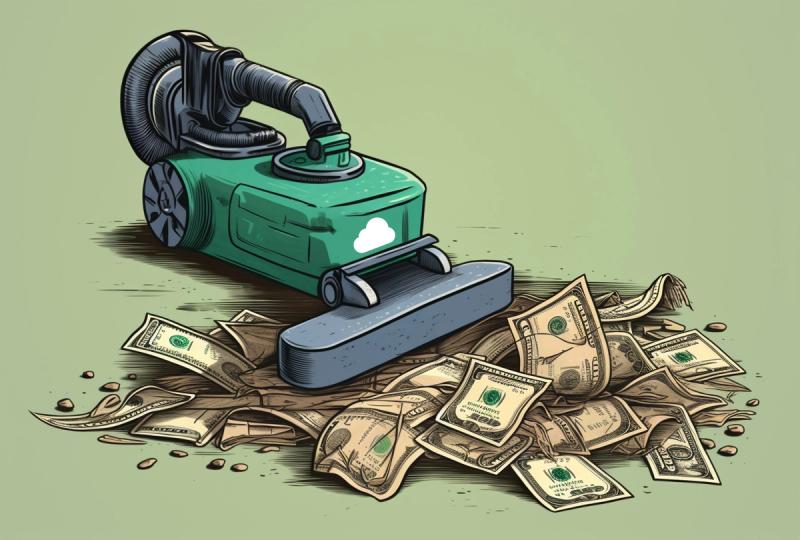 Vacuum cleaner vacuums money