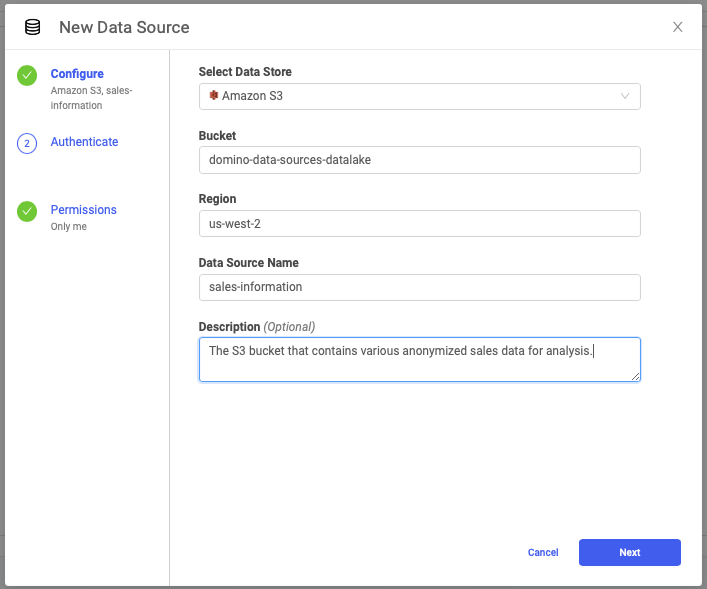 Data connectors select data source