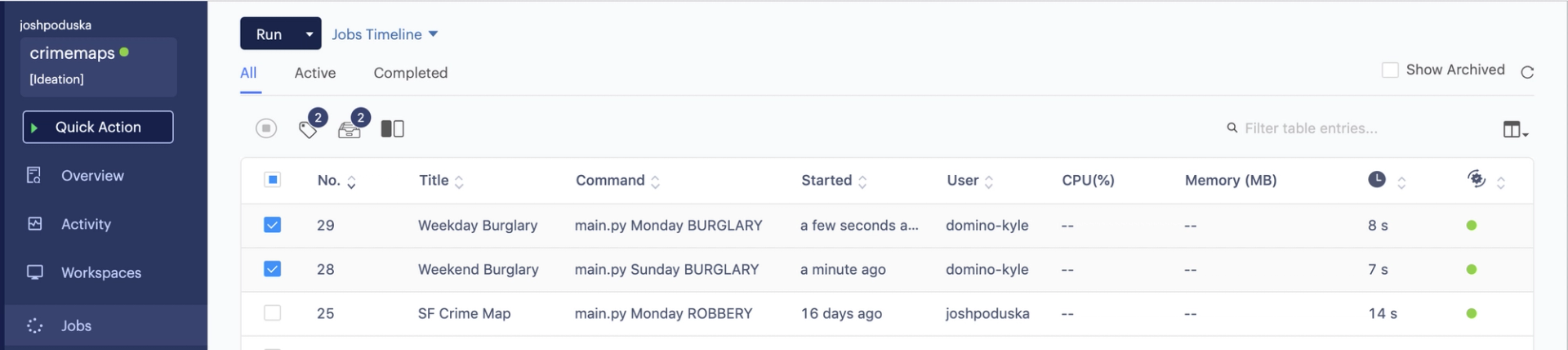 Domino Data Lab Enterprise MLOPs Platform comparing maps