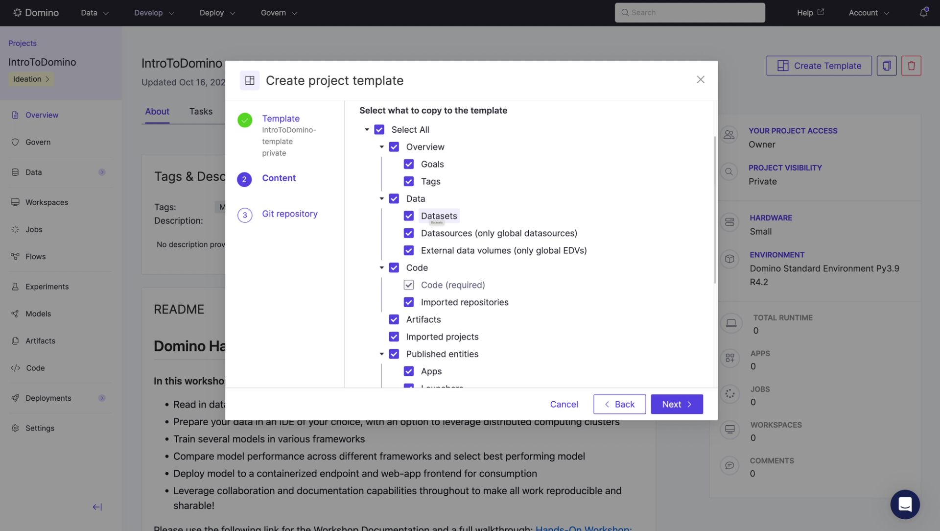 Create project template GIT 