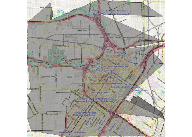 houston map in ggmap with shapefiles overlaid