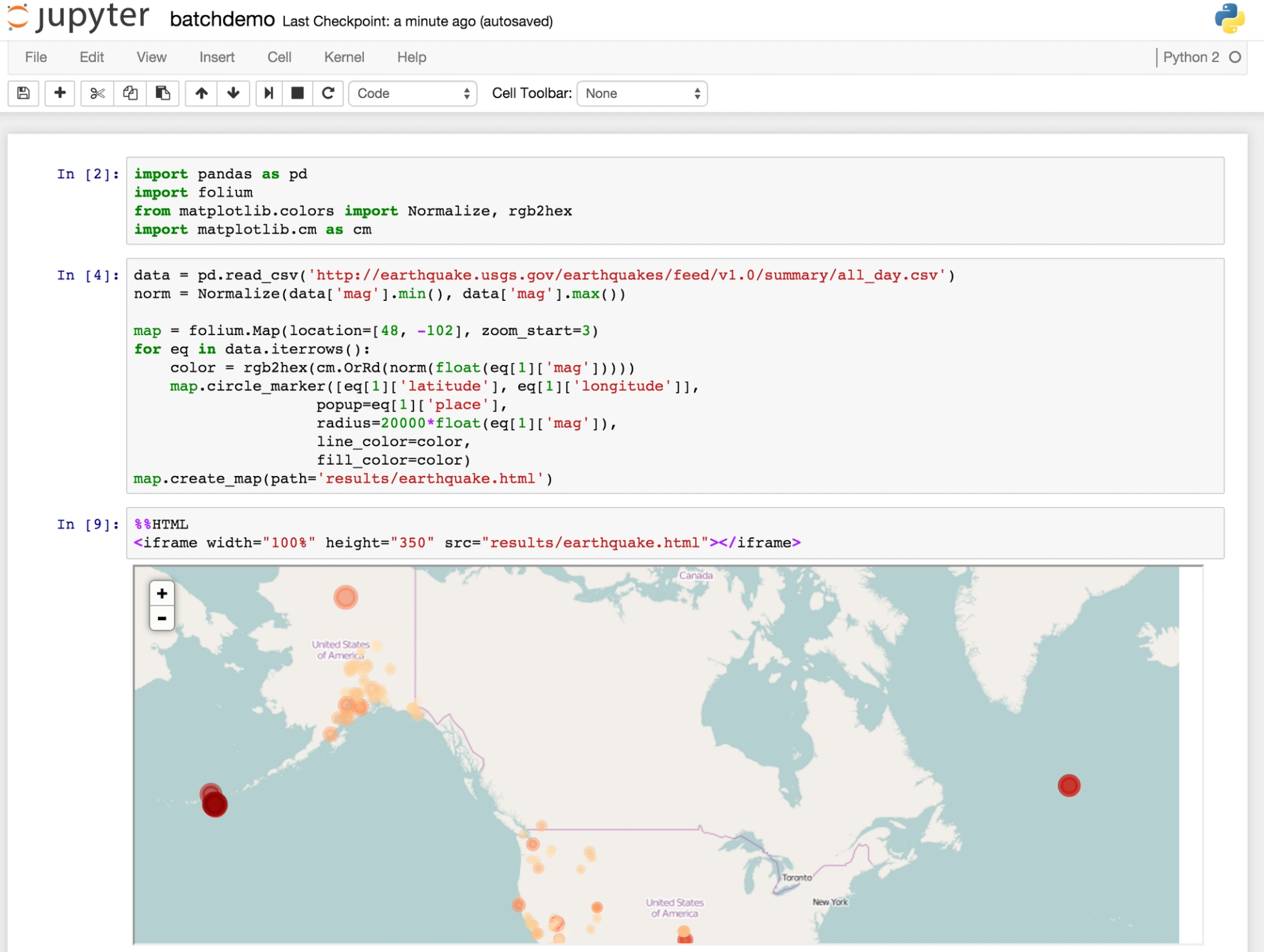 Folium dashboard in a jupyter notebook