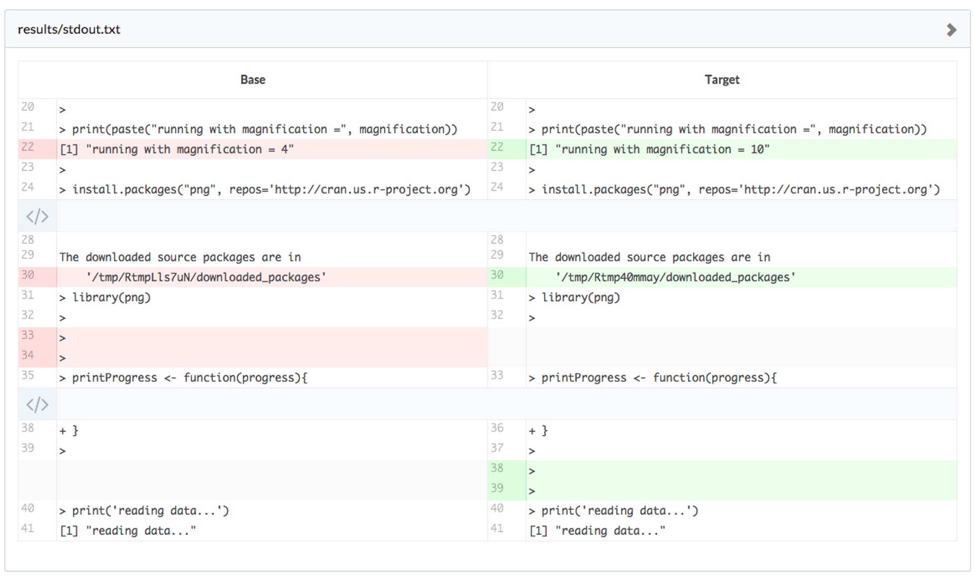 stdout.txt comparison
