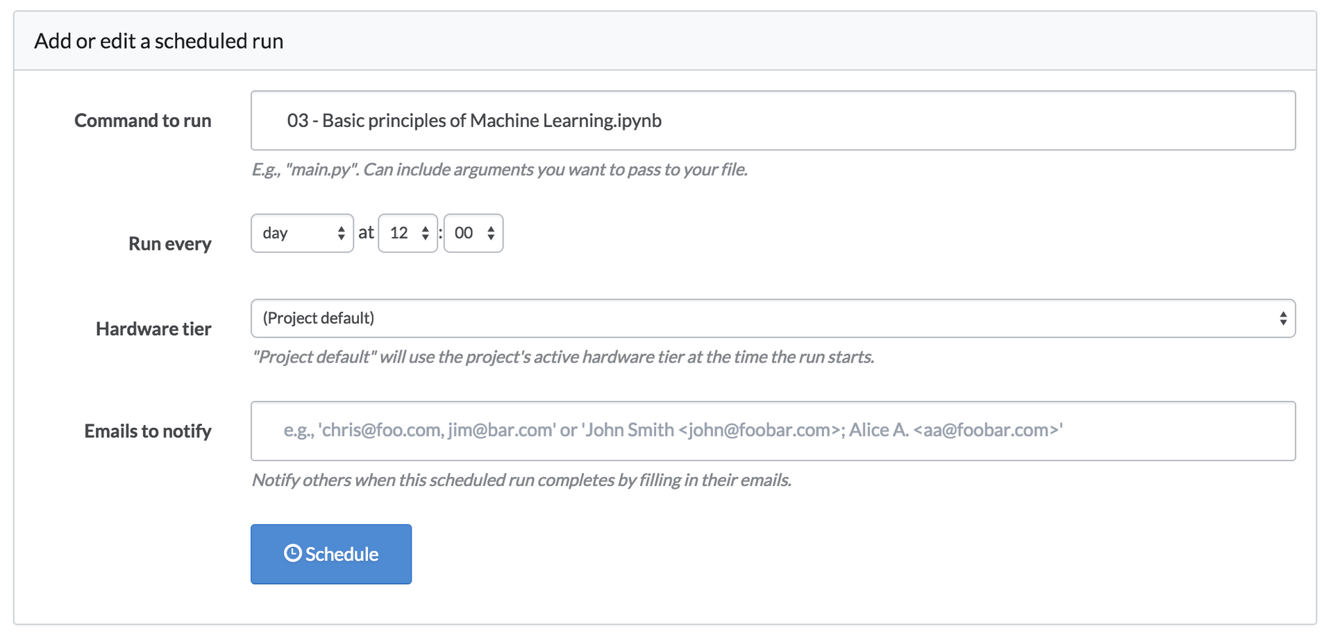 Run notebooks on schedule for reporting