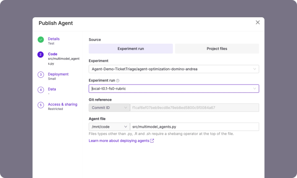 Seamless deployment from evaluation to production
