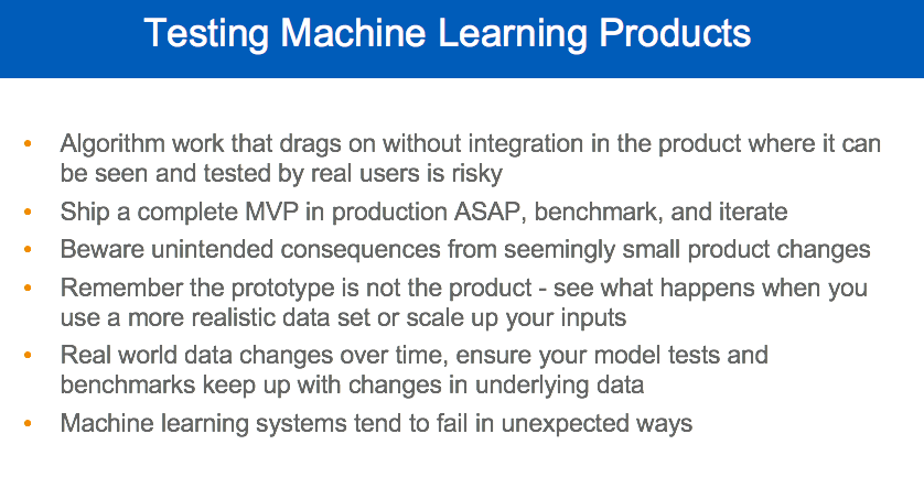 Testing Machine Learning Products