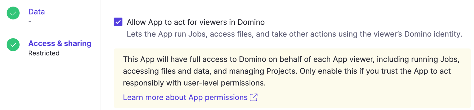 Allow App to act for viewers in Domino