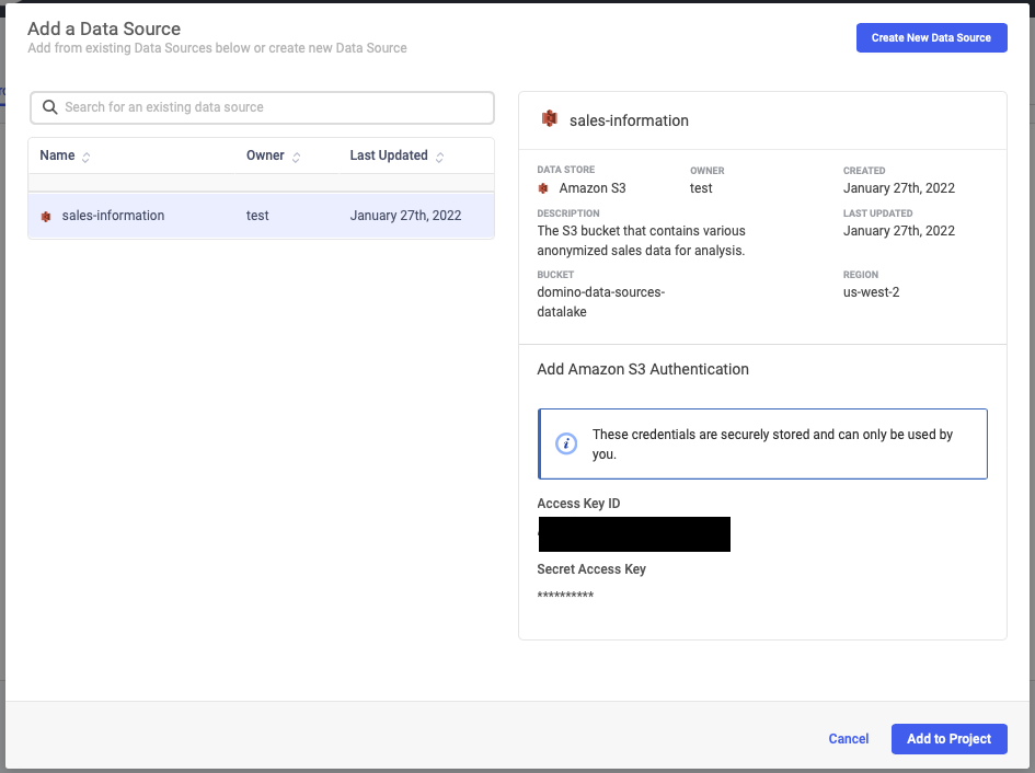 Data connectors add to project