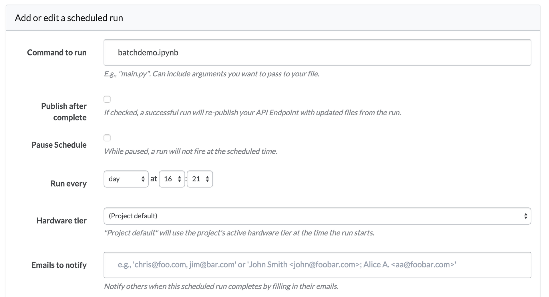 scheduling dashboard run in a jupyter notebook