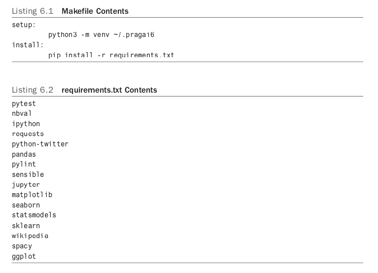 Makefile Contents and requirements.txt contents