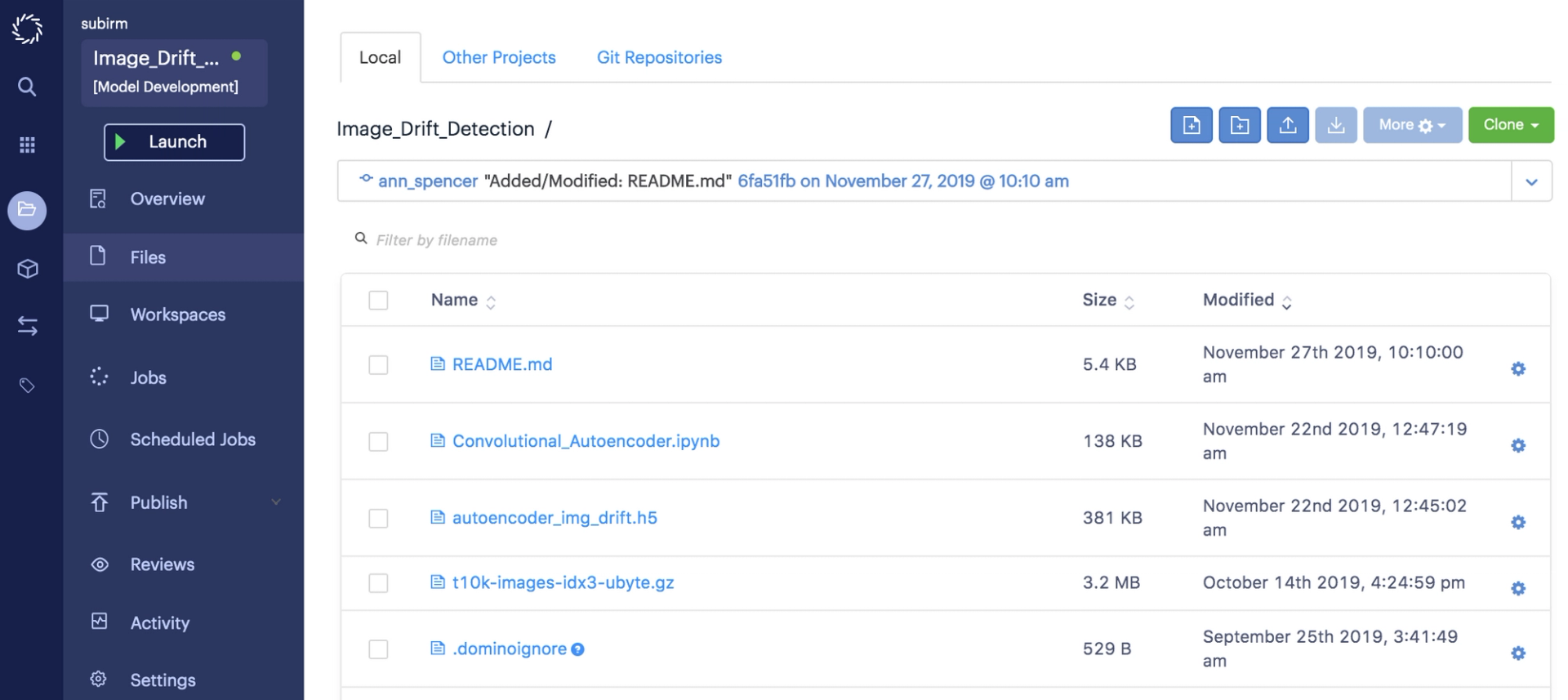 Notebook for Convolutional AutoEncoder in Domino Data Lab