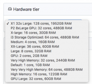 Choosing hardware tier in Domino