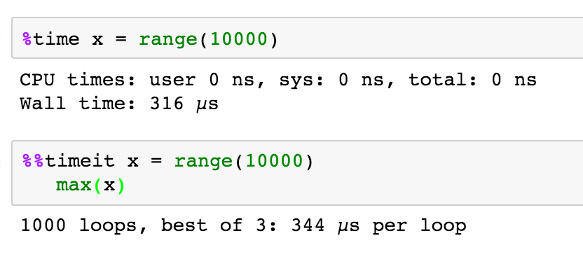 timeit functions in a jupyter notebook