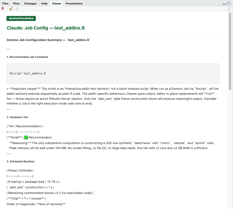 Claude job config