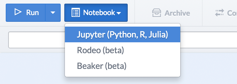 Selecting Jupyter in Domino