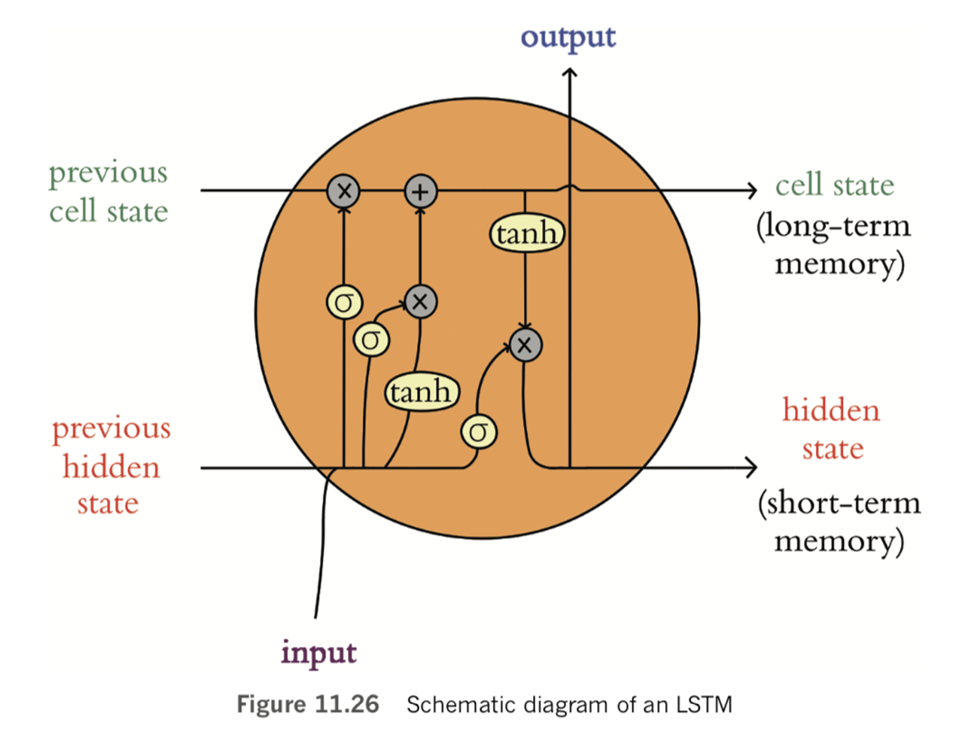 Schematic diagram of an LSTM