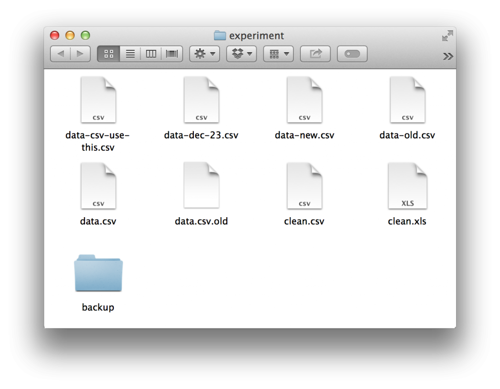 folder with various csv files