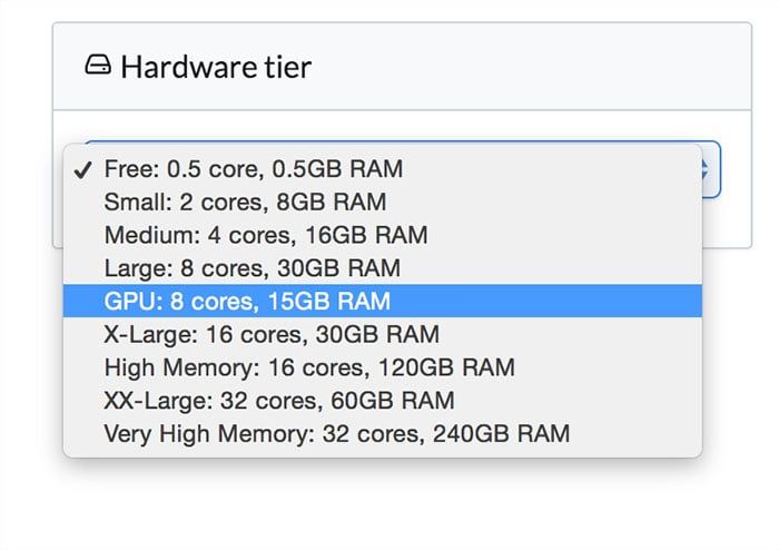 Choosing hardware tier for H20 & R