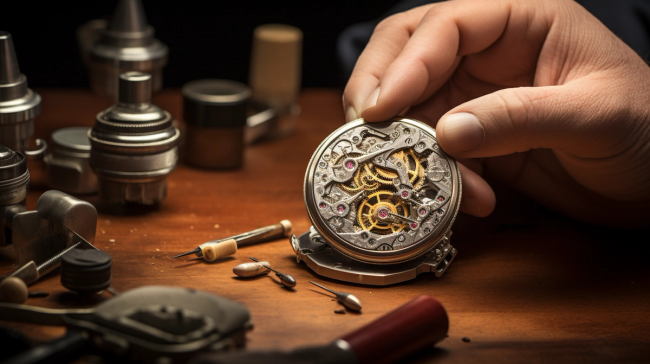 Watchmaker working on an exquisite watch