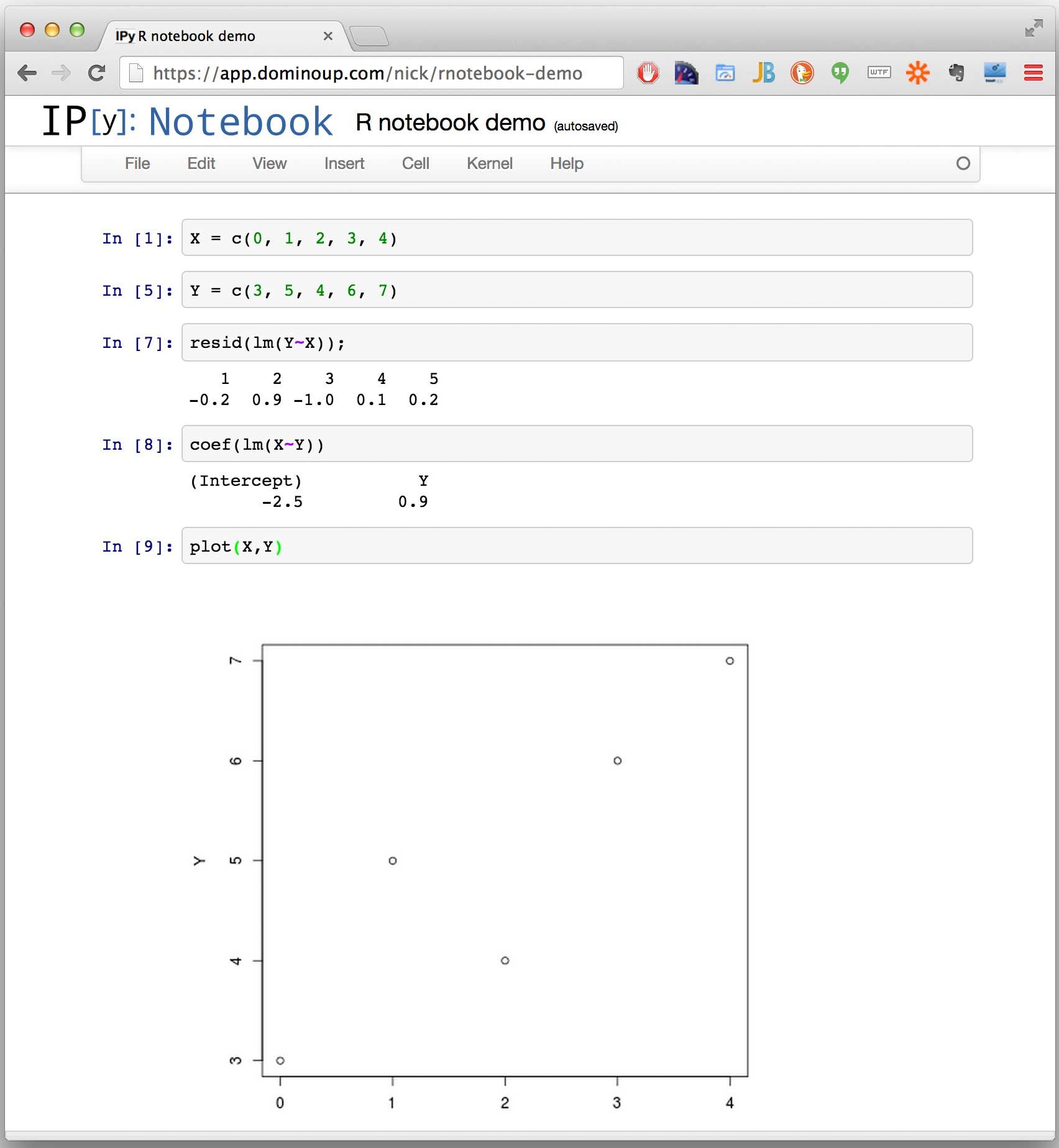 R notebook demo in Domino